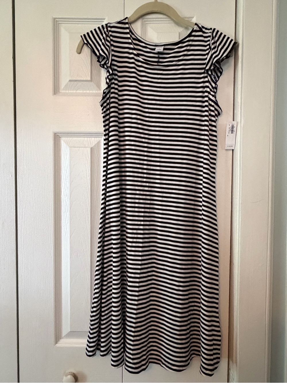 Old Navy Black and White Striped Swing Dress
